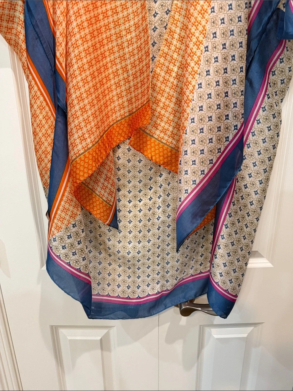 Women's Orange & Blue Patterned Swim Coverup Kimono